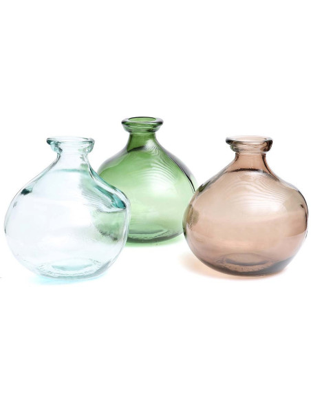 Petit Vase organique Boule Hauteur 18 cm Verre recyclé Bleu Transparent The Xiao 