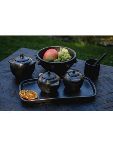 Petit Pot à épices avec couvercle Terre cuite Noir Effet brulé The Burned 