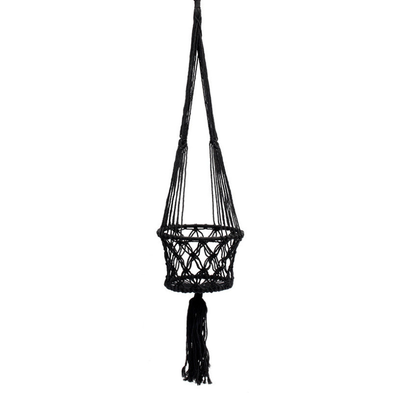 Porte plante original à suspendre Macramé Diamètre 20 cm en Coton Noir The Macrame 