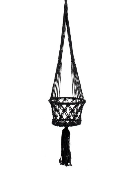 Porte plante original à suspendre Macramé Diamètre 20 cm en Coton Noir The Macrame 