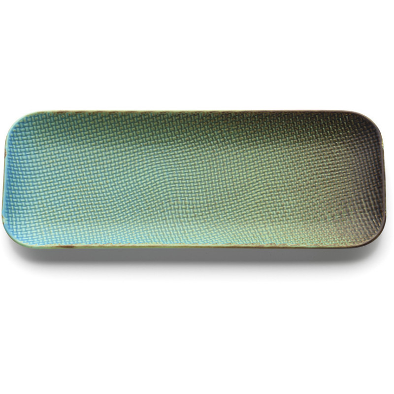 Assiette plate japonaise wabi-sabi Rectangulaire 30 cm Céramique Bleu lagon The Lagoon 