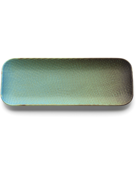 Assiette plate japonaise wabi-sabi Rectangulaire 30 cm Céramique Bleu lagon The Lagoon 