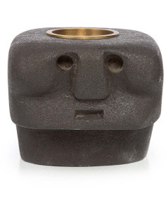 Bougeoir Personnage 10 cm en Grès Noir The Sumba Stone 