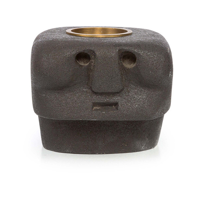 Bougeoir Personnage 10 cm en Grès Noir The Sumba Stone 