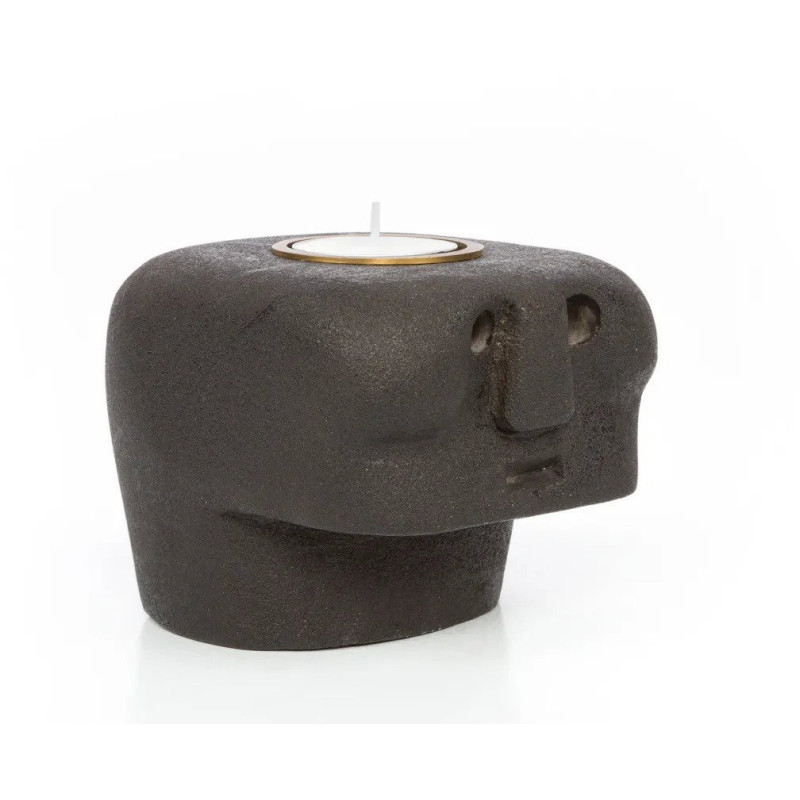 Bougeoir Personnage 10 cm en Grès Noir The Sumba Stone 