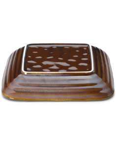 Assiette creuse japonaise Carrée 21 cm Céramique Vert de gris Marron The Smoked Horizon 