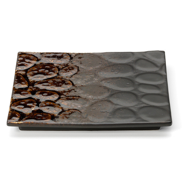 Assiette à dessert plate japonaise moderne Carrée 20 cm Céramique Marron The Merapi 