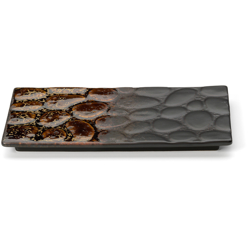 Assiette plate japonaise moderne Rectangulaire 25 cm Céramique Marron The Merapi 