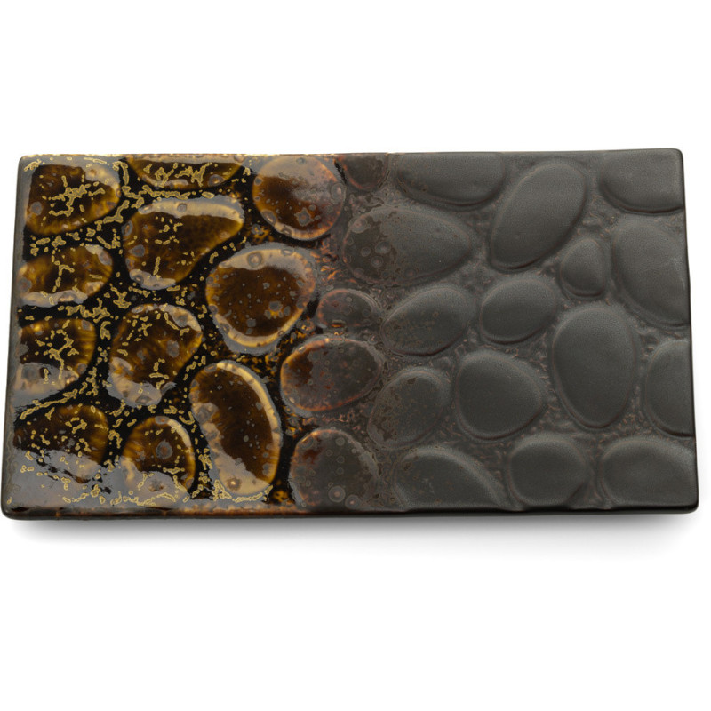 Assiette plate japonaise moderne Rectangulaire 25 cm Céramique Marron The Merapi 