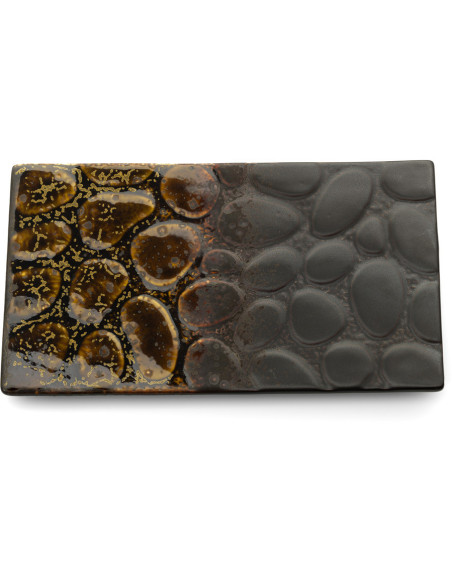 Assiette plate japonaise moderne Rectangulaire 25 cm Céramique Marron The Merapi 