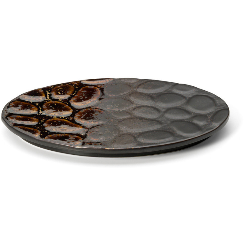 Assiette plate japonaise moderne Ovale 25 cm Céramique Marron The Merapi 