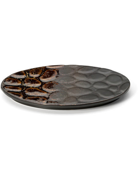 Assiette plate japonaise moderne Ovale 25 cm Céramique Marron The Merapi 