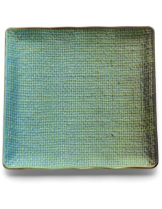 Assiette à dessert japonaise wabi-sabi Carrée 20 cm Céramique Bleu lagon The Lagoon 