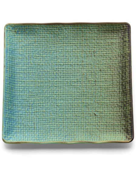 Assiette à dessert japonaise wabi-sabi Carrée 20 cm Céramique Bleu lagon The Lagoon 