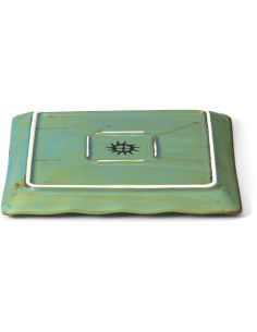 Assiette à dessert japonaise wabi-sabi Carrée 20 cm Céramique Bleu lagon The Lagoon 