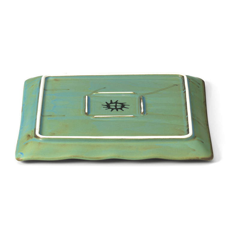 Assiette à dessert japonaise wabi-sabi Carrée 20 cm Céramique Bleu lagon The Lagoon 