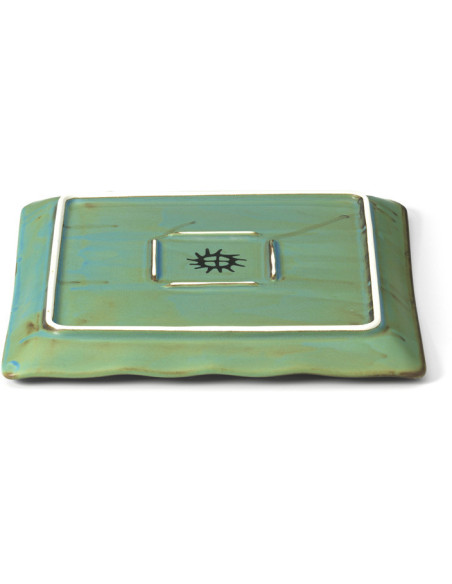 Assiette à dessert japonaise wabi-sabi Carrée 20 cm Céramique Bleu lagon The Lagoon 