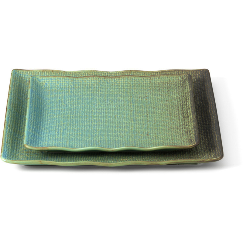 Assiette à dessert japonaise wabi-sabi Carrée 20 cm Céramique Bleu lagon The Lagoon 
