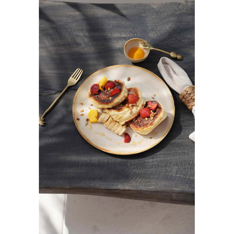 Bol à sauce rond 7 cm Grès Blanc cassé Marron The Cascais 