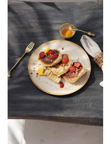 Bol à sauce rond 7 cm Grès Blanc cassé Marron The Cascais 