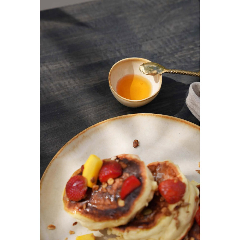 Bol à sauce rond 7 cm Grès Blanc cassé Marron The Cascais 