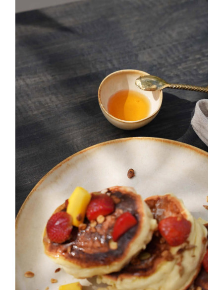 Bol à sauce rond 7 cm Grès Blanc cassé Marron The Cascais 