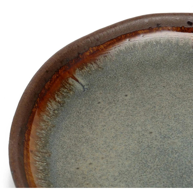 Assiette à dessert plate organique 17 cm Grès Gris vert Marron The Côa 