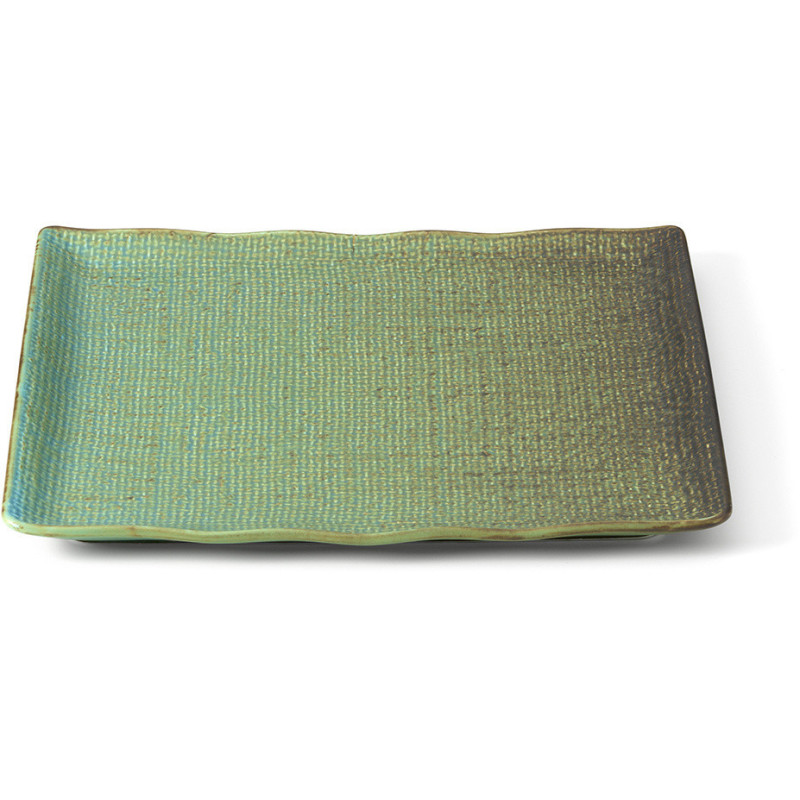 Assiette plate japonaise wabi-sabi Carrée 25 cm Céramique Bleu lagon The Lagoon 