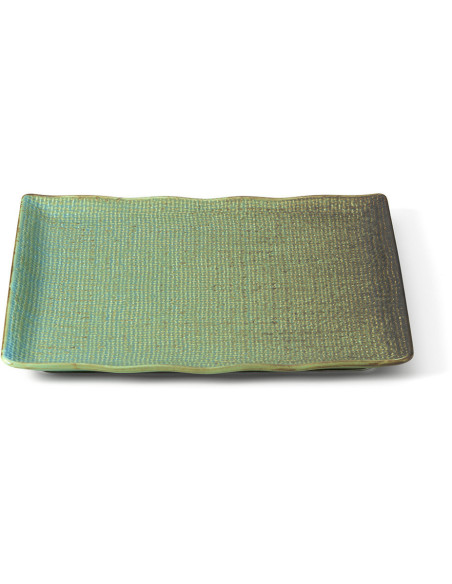 Assiette plate japonaise wabi-sabi Carrée 25 cm Céramique Bleu lagon The Lagoon 