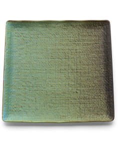 Assiette plate japonaise wabi-sabi Carrée 25 cm Céramique Bleu lagon The Lagoon 