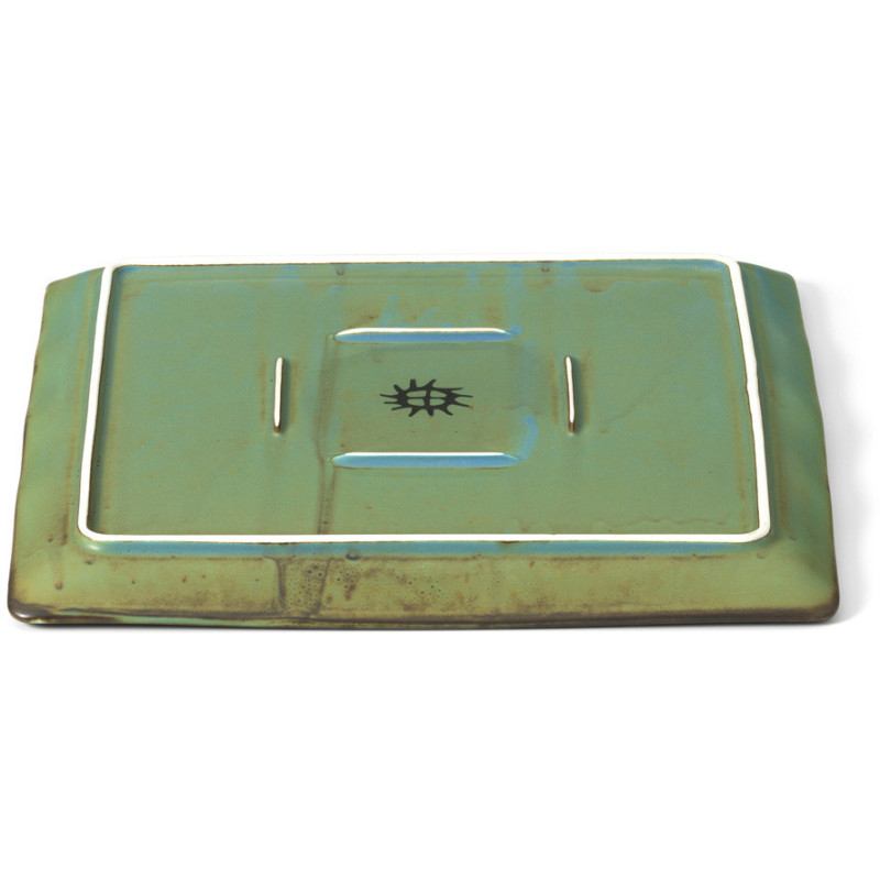 Assiette plate japonaise wabi-sabi Carrée 25 cm Céramique Bleu lagon The Lagoon 