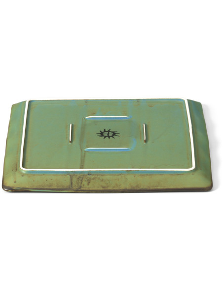 Assiette plate japonaise wabi-sabi Carrée 25 cm Céramique Bleu lagon The Lagoon 