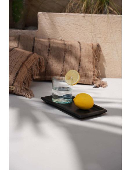 Assiette à sushis plate 25 cm Terre cuite Noir Effet brulé The Burned 