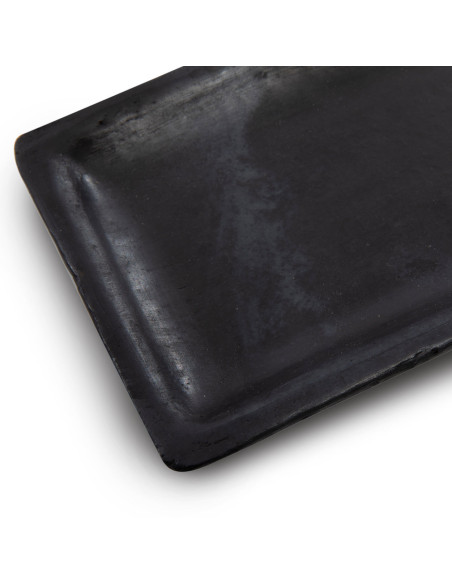 Assiette à sushis plate 25 cm Terre cuite Noir Effet brulé The Burned 