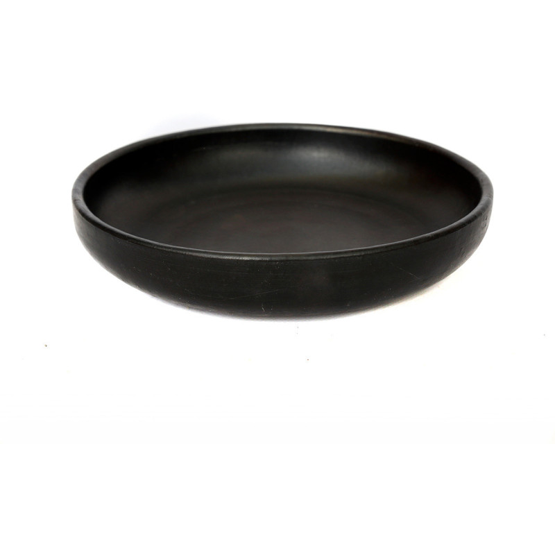 Assiette creuse ronde 22 cm Terre cuite Noir Effet brulé The Burned 