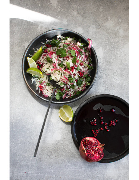 Assiette creuse ronde 22 cm Terre cuite Noir Effet brulé The Burned 