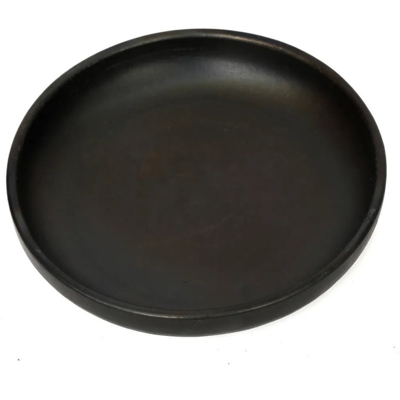 Assiette creuse ronde 22 cm Terre cuite Noir Effet brulé The Burned 