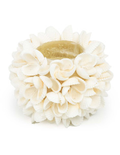 Bougeoir Rond Diamètre 7 cm en Coquillage Blanc The Flower Power 