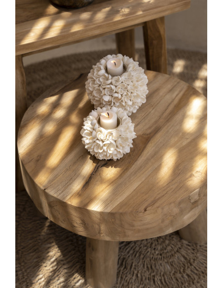 Bougeoir Rond Diamètre 7 cm en Coquillage Blanc The Flower Power 