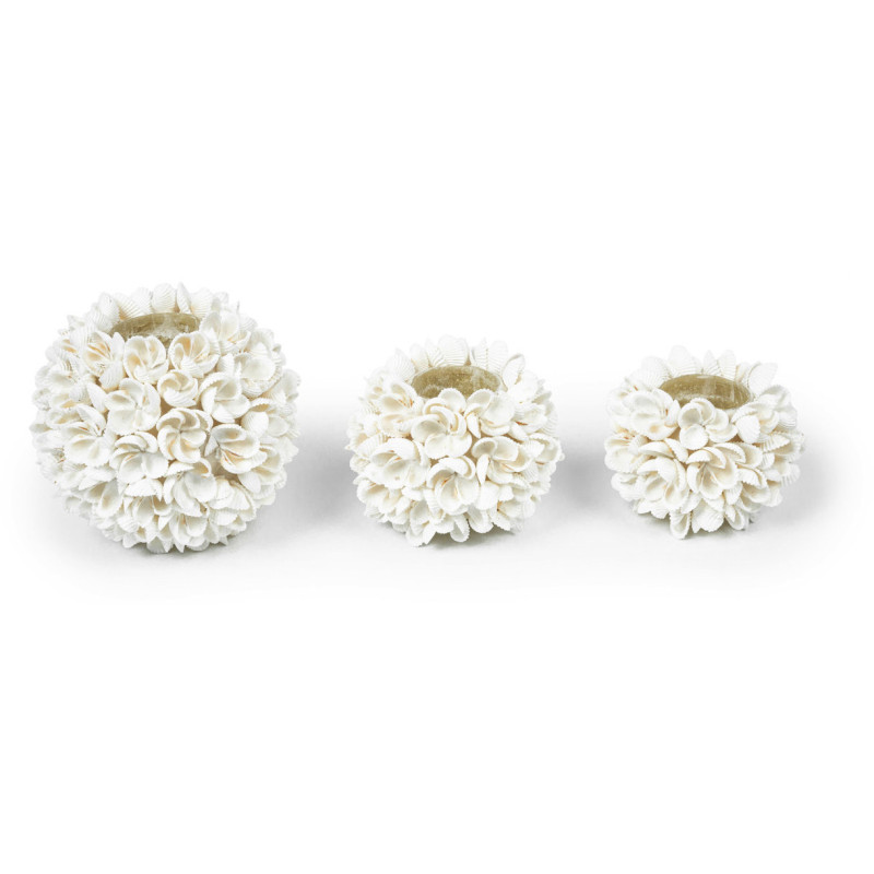 Bougeoir Rond Diamètre 7 cm en Coquillage Blanc The Flower Power 