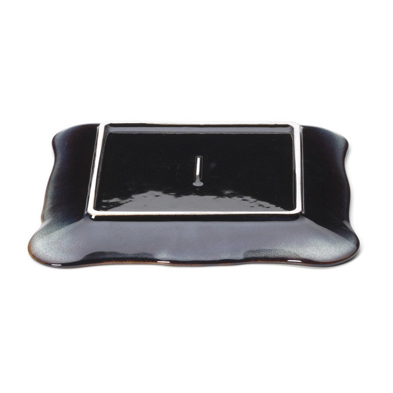 Assiette à dessert japonaise Carrée 20 cm Céramique Gris Marron The Lotus Ice 