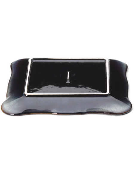 Assiette à dessert japonaise Carrée 20 cm Céramique Gris Marron The Lotus Ice 