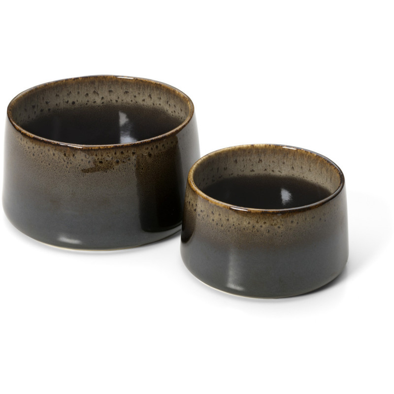 Grand Bol japonais Rond 16 cm Noir Marron The Kyoto 