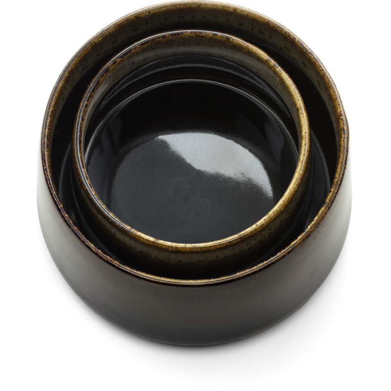 Grand Bol japonais Rond 16 cm Noir Marron The Kyoto 