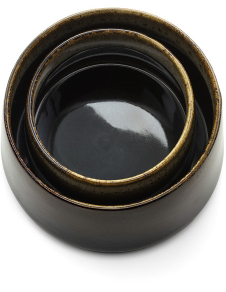 Grand Bol japonais Rond 16 cm Noir Marron The Kyoto 
