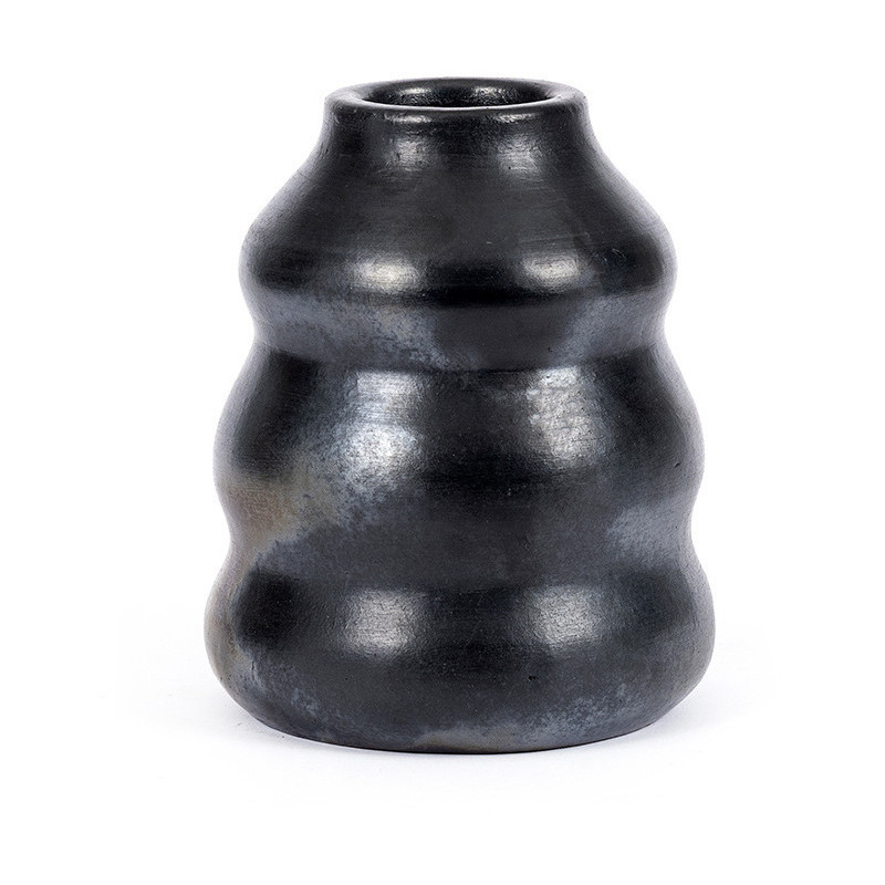 Vase Rond Hauteur 17 cm en Terre cuite Noir The Burned 