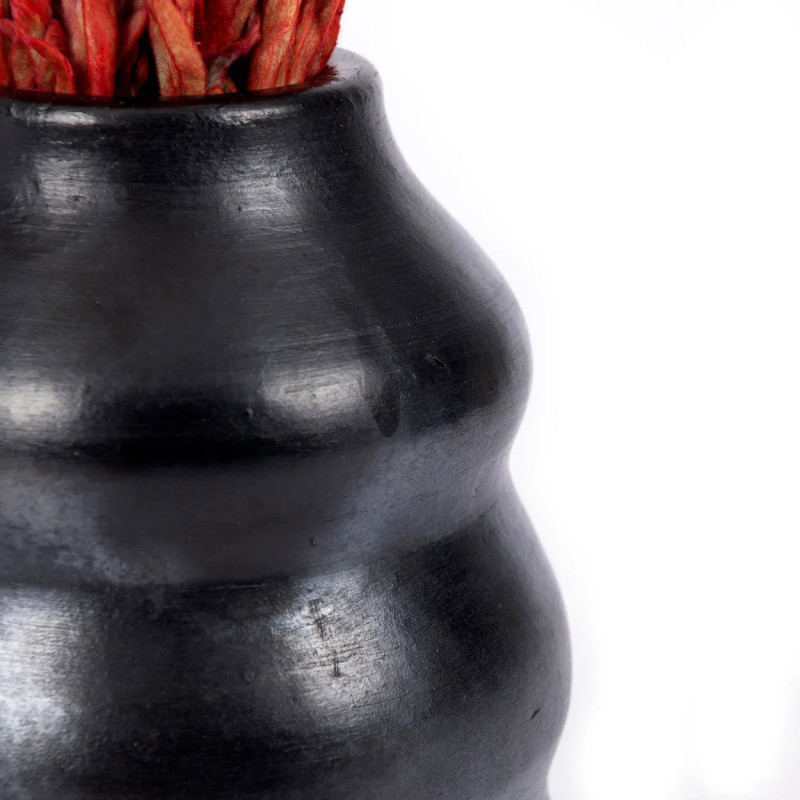 Vase Rond Hauteur 17 cm en Terre cuite Noir The Burned 