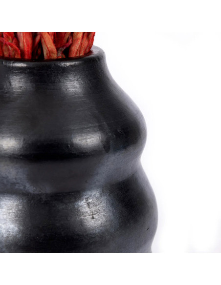 Vase Rond Hauteur 17 cm en Terre cuite Noir The Burned 