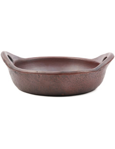 Plat de service artisanal indonésien avec poignées Ovale 25 cm Terre cuite Terracotta The Ethnic 