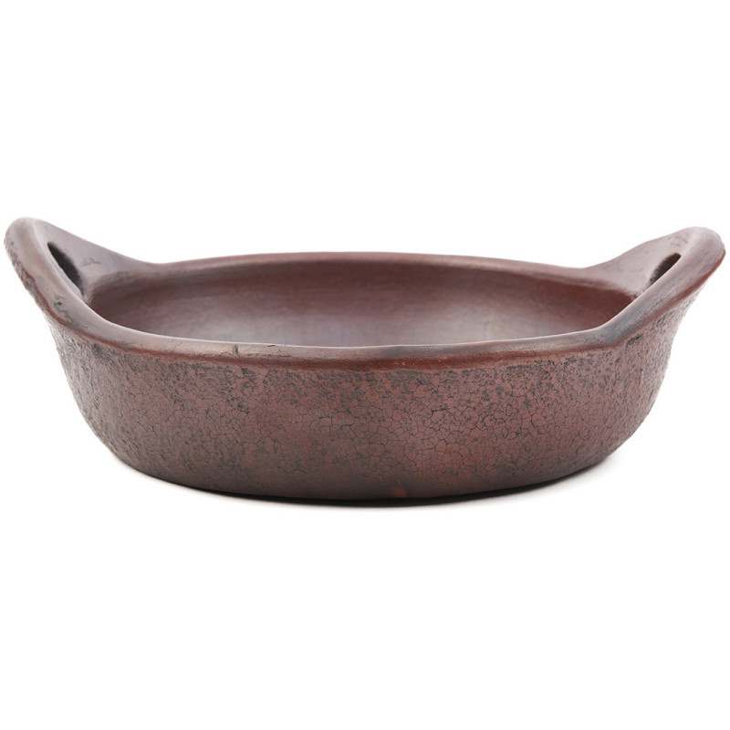 Plat de service artisanal indonésien avec poignées Ovale 25 cm Terre cuite Terracotta The Ethnic 
